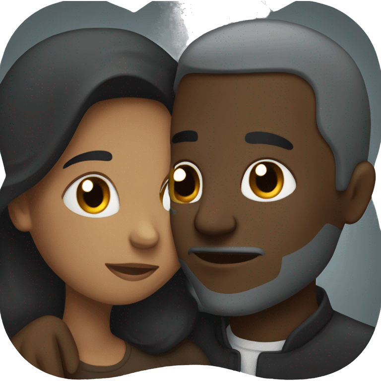 Dark man and brown woman Hugging emoji