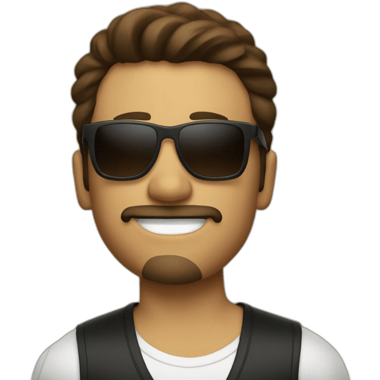 man dancing with goatee and sunglasses with brown hair emoji