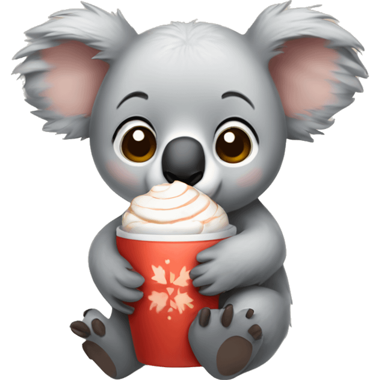 Cute koala drinking hot cocoa emoji