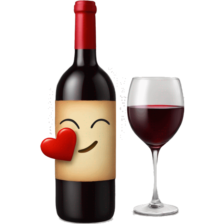 Red wine bottle with heart wine glass emoji