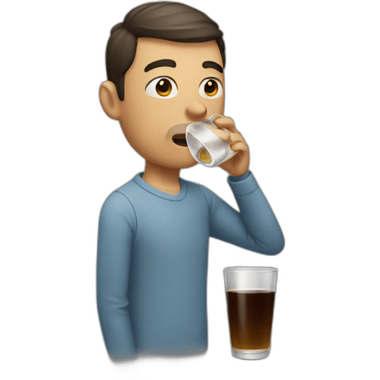 man drinking with his eye emoji