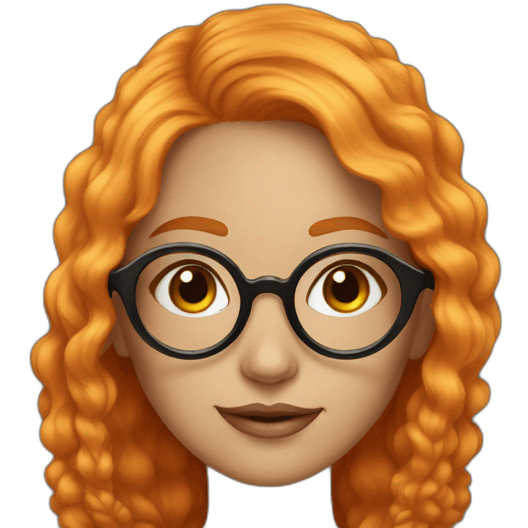 Beautiful girl with orange hair and big golden glasses emoji