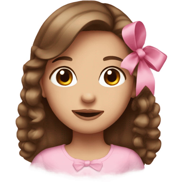 a girl with brown hair and a pink bow emoji