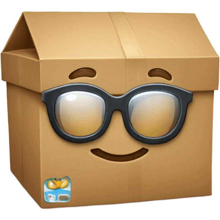 caja inteligente con lentes encima de un corazon grande  emoji