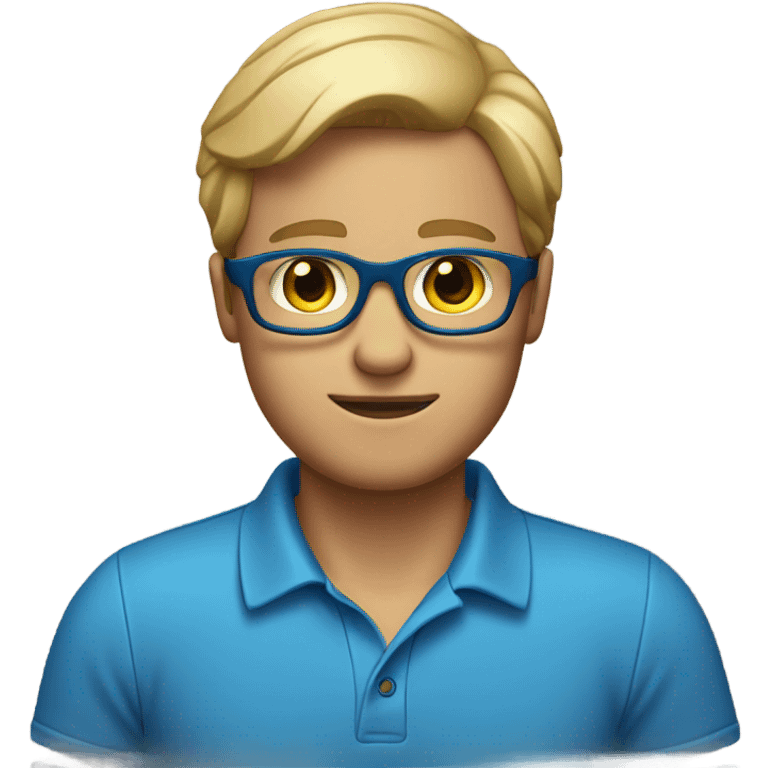 dirty blonde guy with glasses and blue polo shirt  emoji