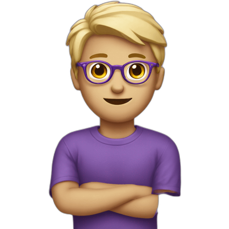 blondie shaveboy in specs with a purple cup emoji