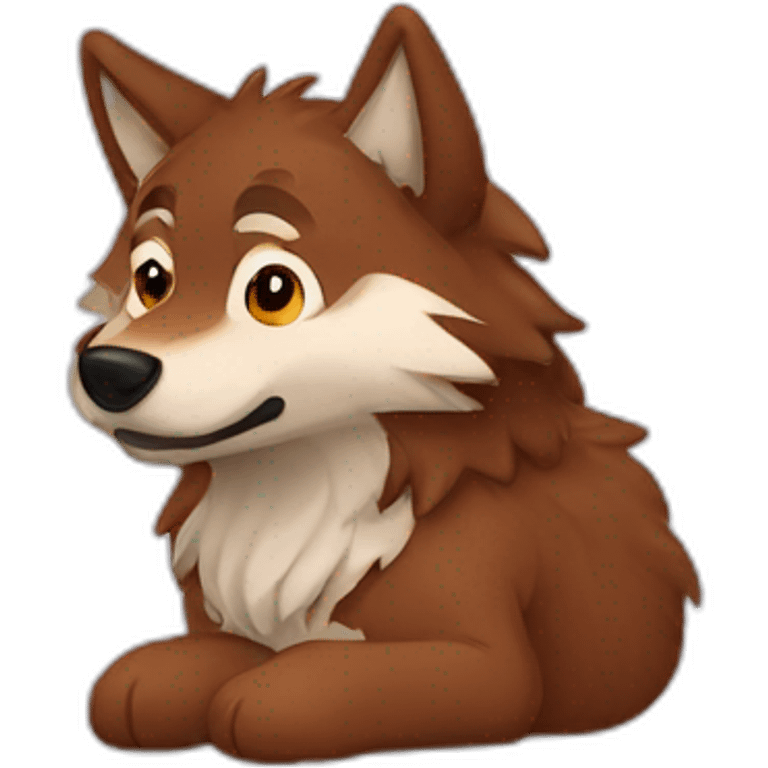 Brown cute Wolf furry dreaming emoji