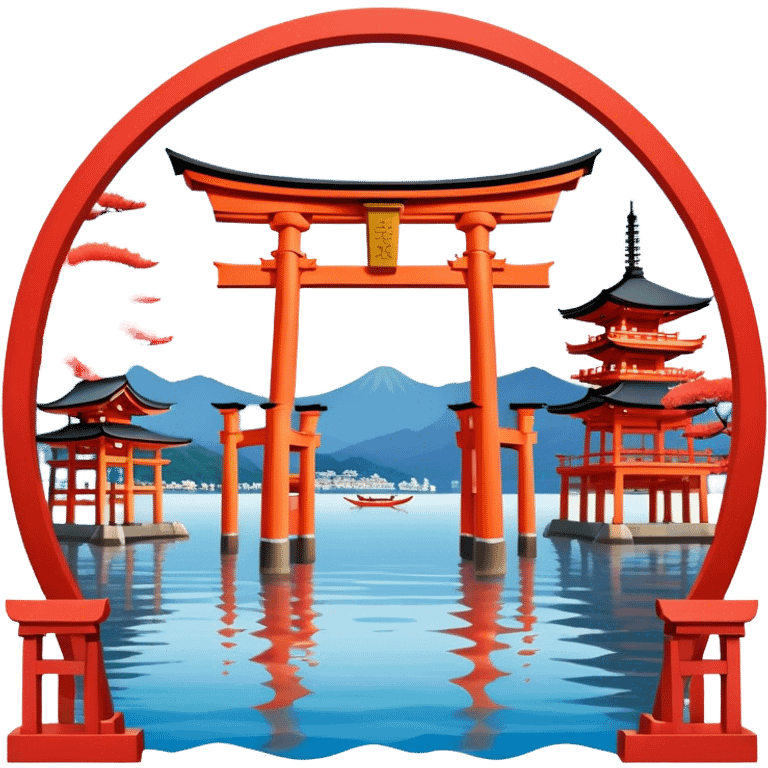 ​Cinematic Realistic Itsukushima Shrine, depicted as the iconic floating torii gate and shrine complex on the water, with vibrant vermilion hues contrasting against the serene blue sea and sky, rendered with intricate architectural details and soft, ethereal lighting that captures its spiritual beauty, emoji