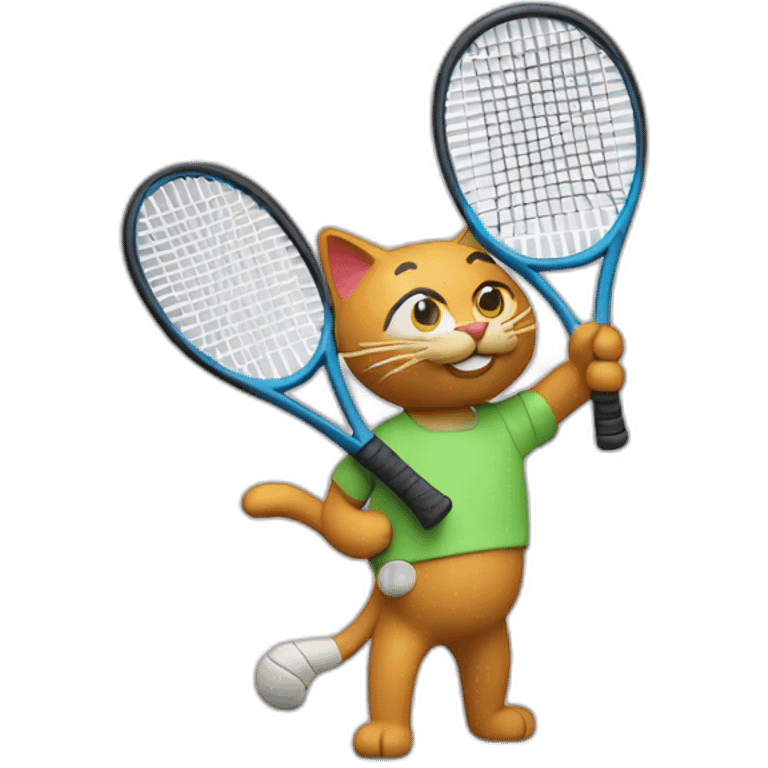 Plasticine cat with a tennis racket in his hand emoji