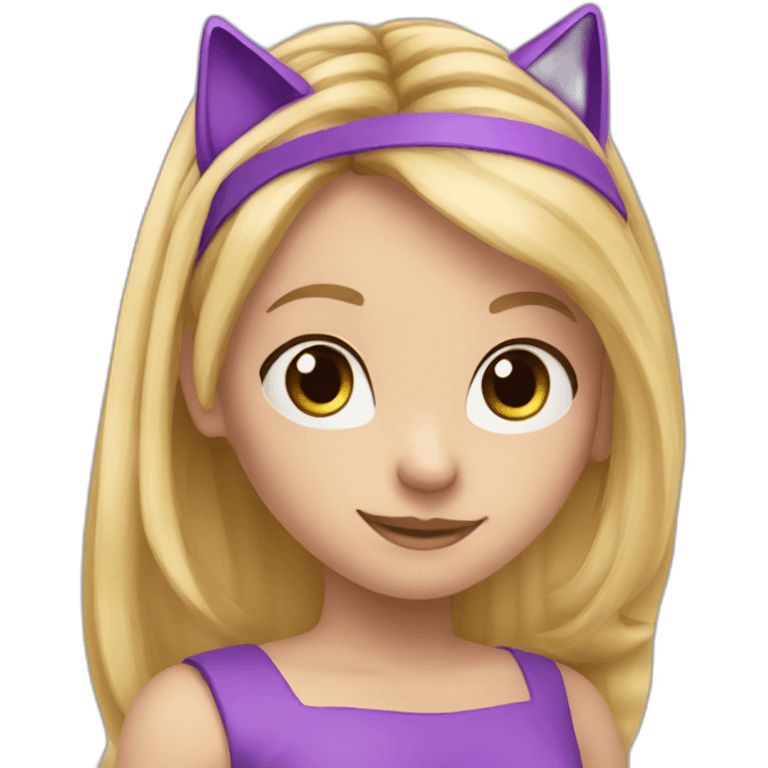 Long blonde hair girl with purple cat ear Alice band emoji