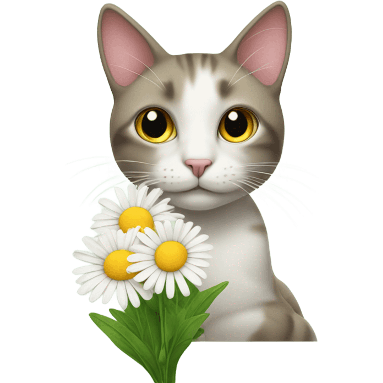 Cat with daisy emoji