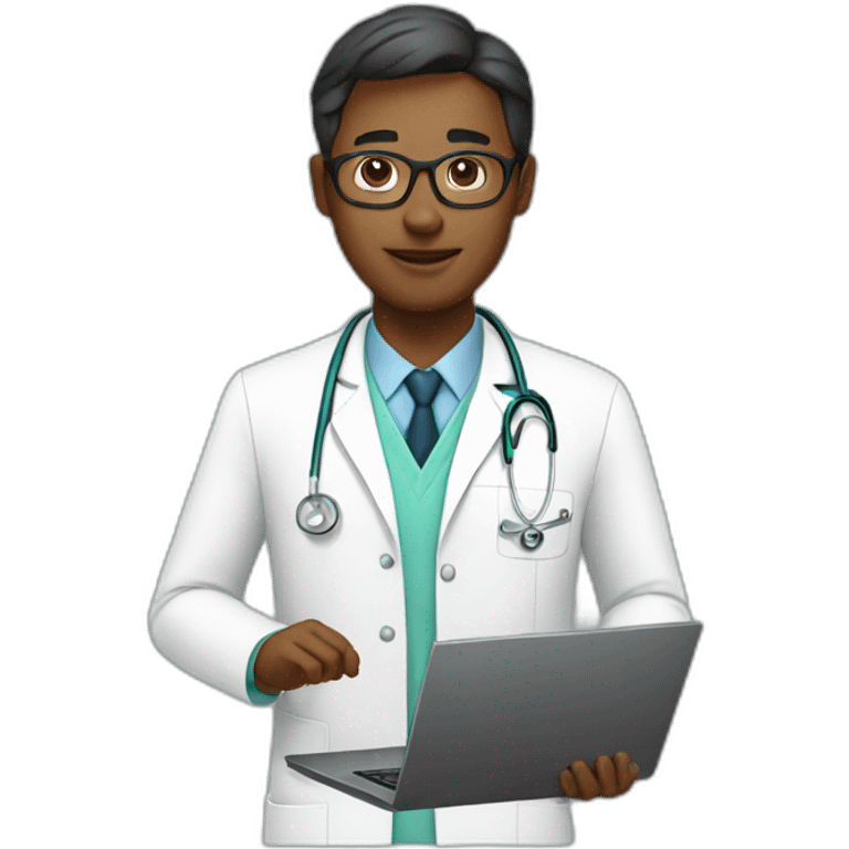 Doctor working on the laptop emoji