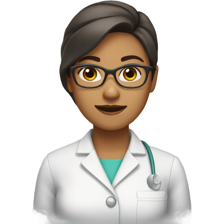 Brow hair, olive skin, glasses female dentist  emoji