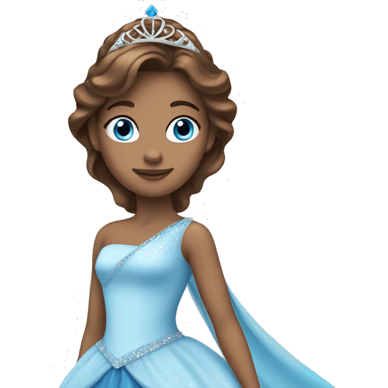 princess with tiara blue eyes and brown hair emoji