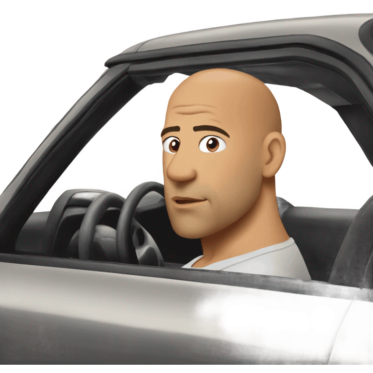 Vin Diesel in profile driving a car emoji