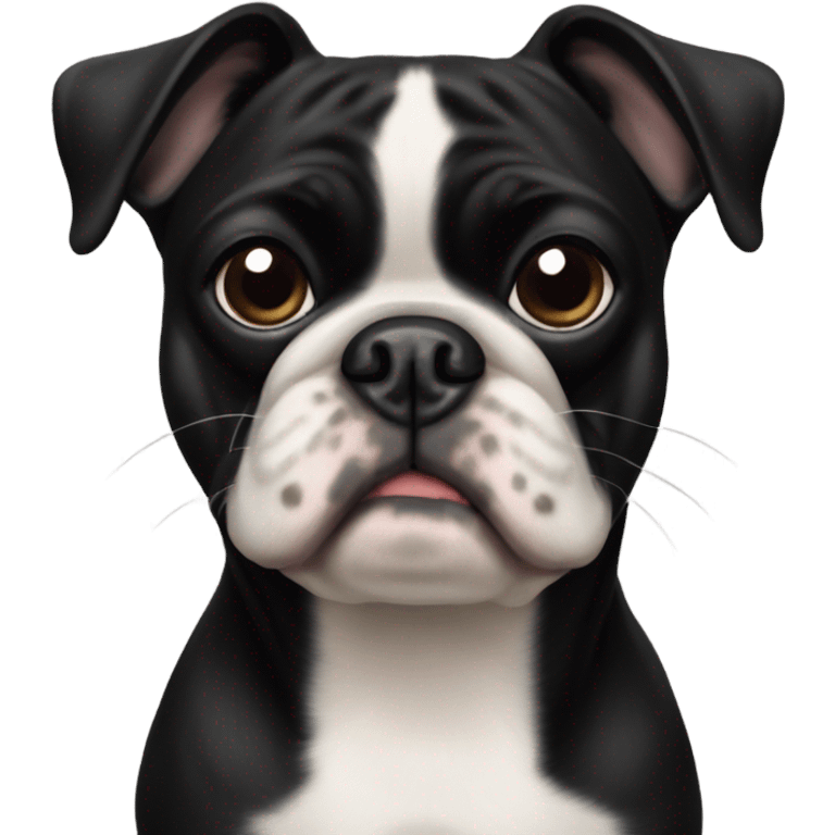 All black pug and Boston terrier mixed breed emoji