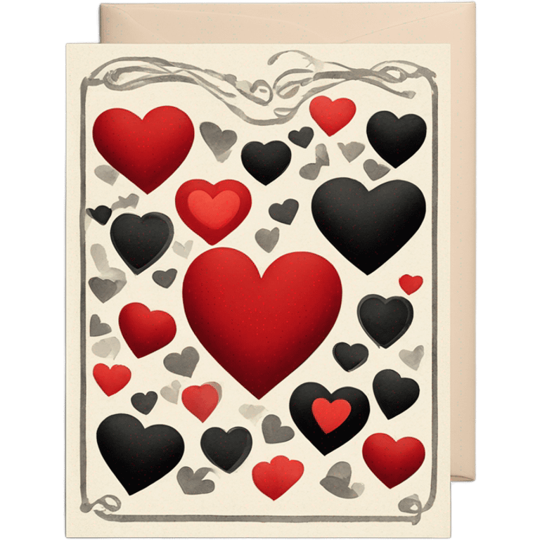 vintage valentine’s day card black red emoji