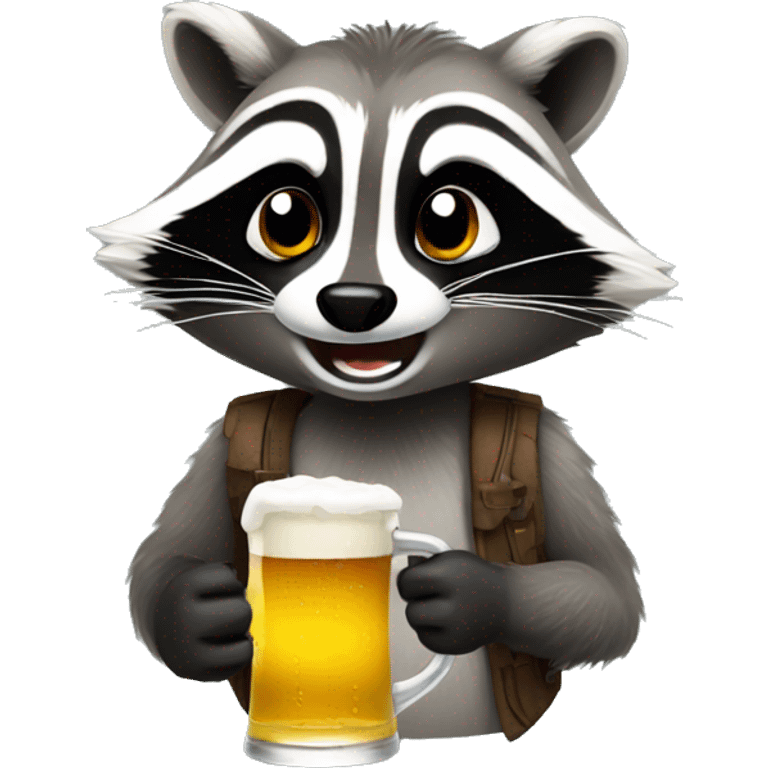 drunk raccoon drinking beer emoji