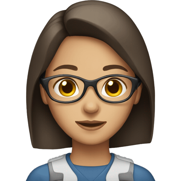 brunette woman with work headset emoji