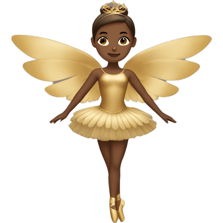  brown ballerina with gold wings emoji