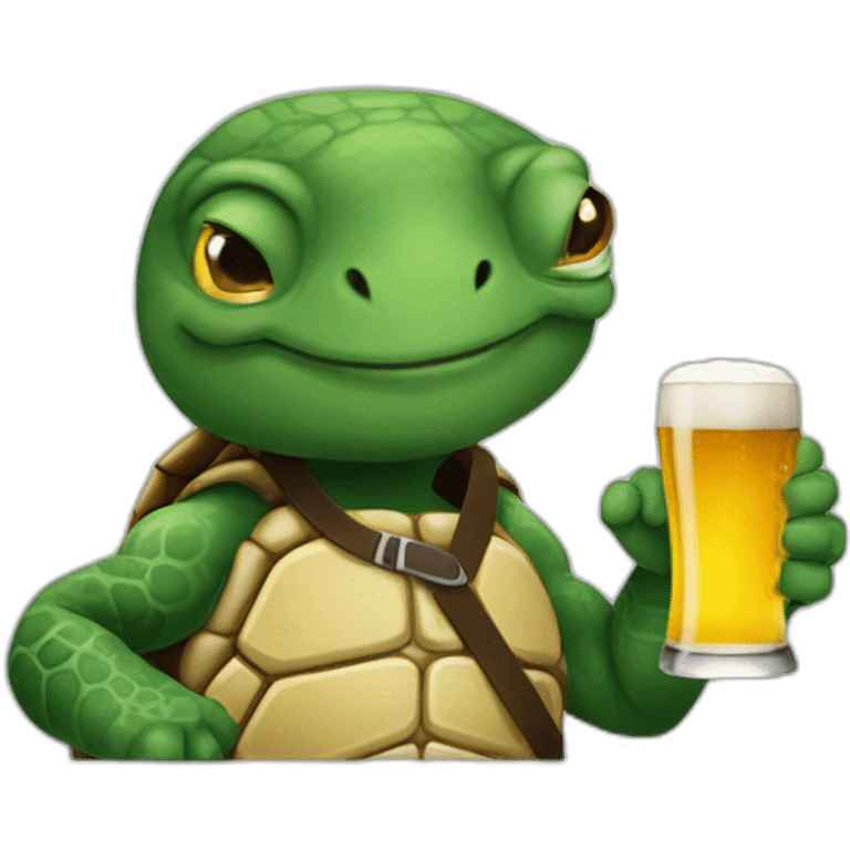 Turtle ninja drinking a beer emoji