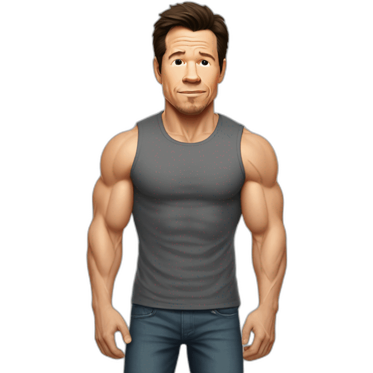 mark wahlberg cartoon wearing muscle tee emoji