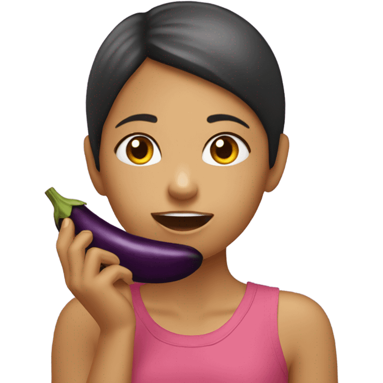 Girl eating eggplant emoji