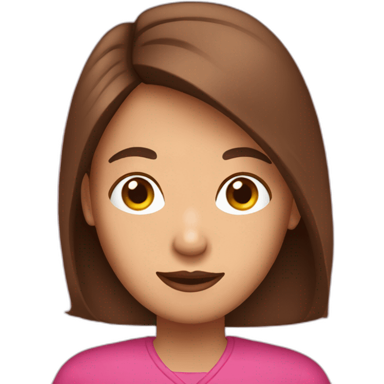 Brown-hair Women hold pink smartphone emoji