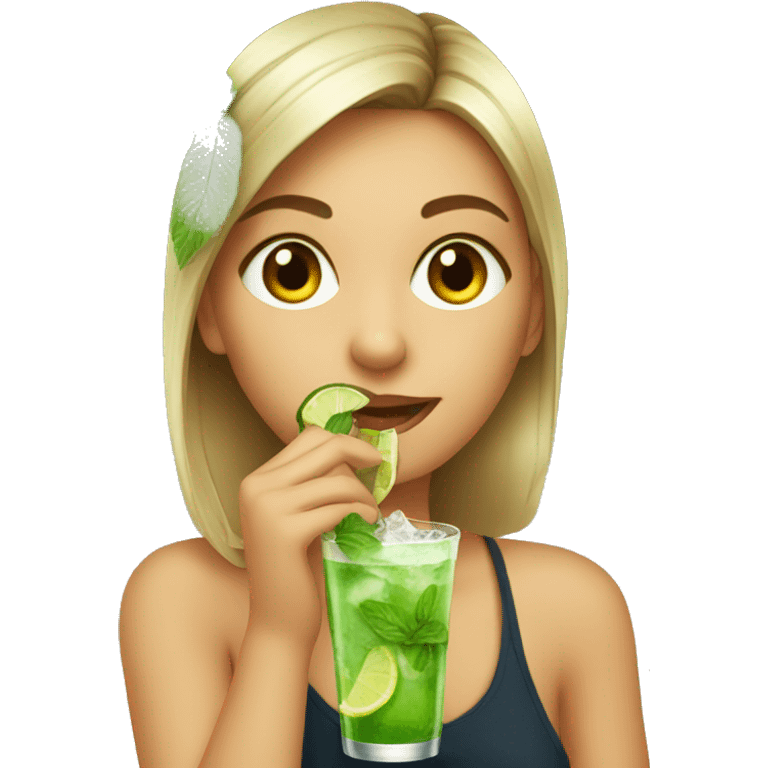 Girl drinking a mojito emoji