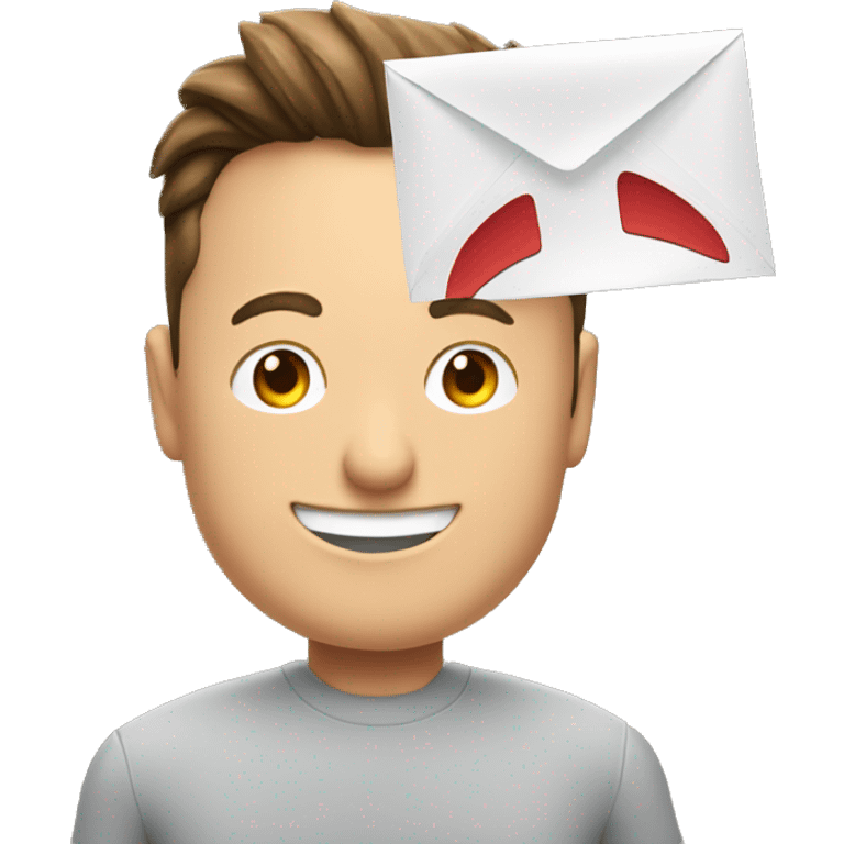 elon musk smiling and holding notification letter emoji