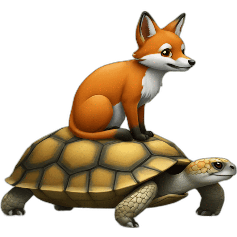 Renard sur tortue emoji