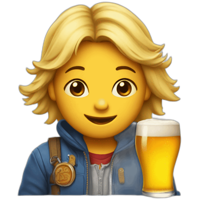 Winnie with beer emoji