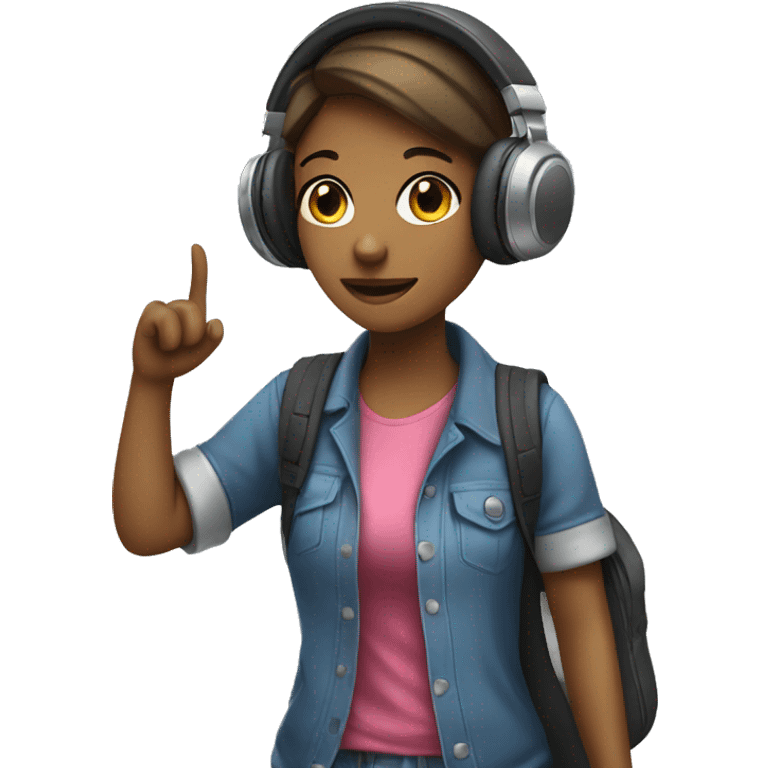 a girl with headphones walking emoji