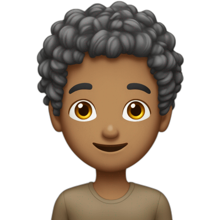 Garçon maghrébin avec cheveux bouclé supplie avec ses mains emoji