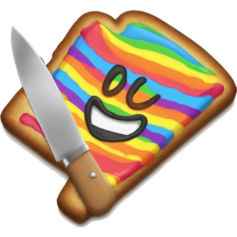 Rainbow evil smile poptart with a knife emoji