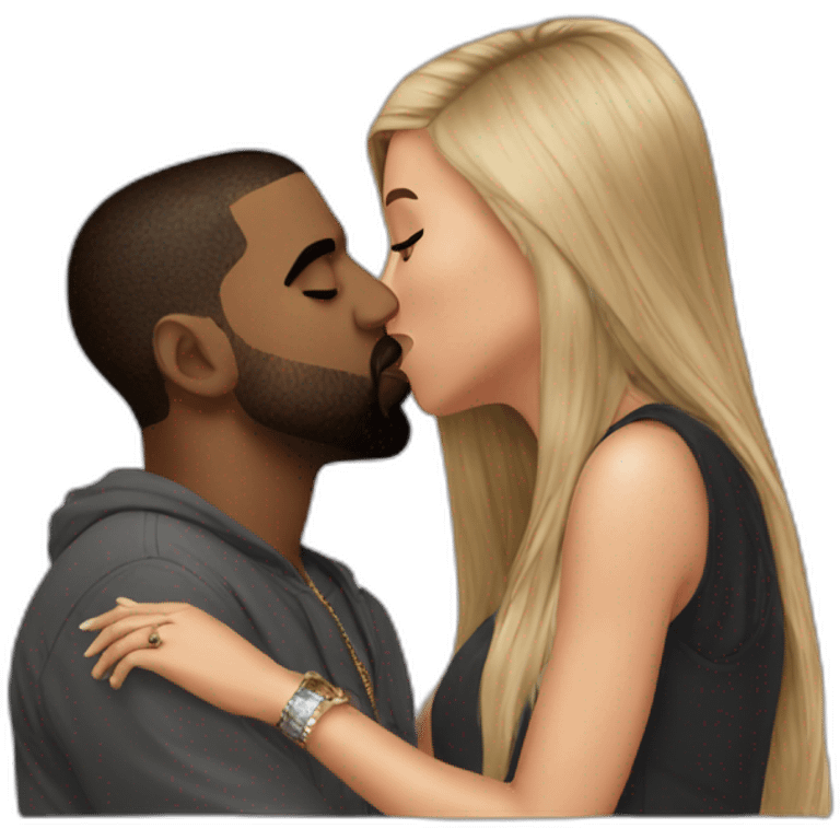 Kanye west giving a kiss to drake emoji