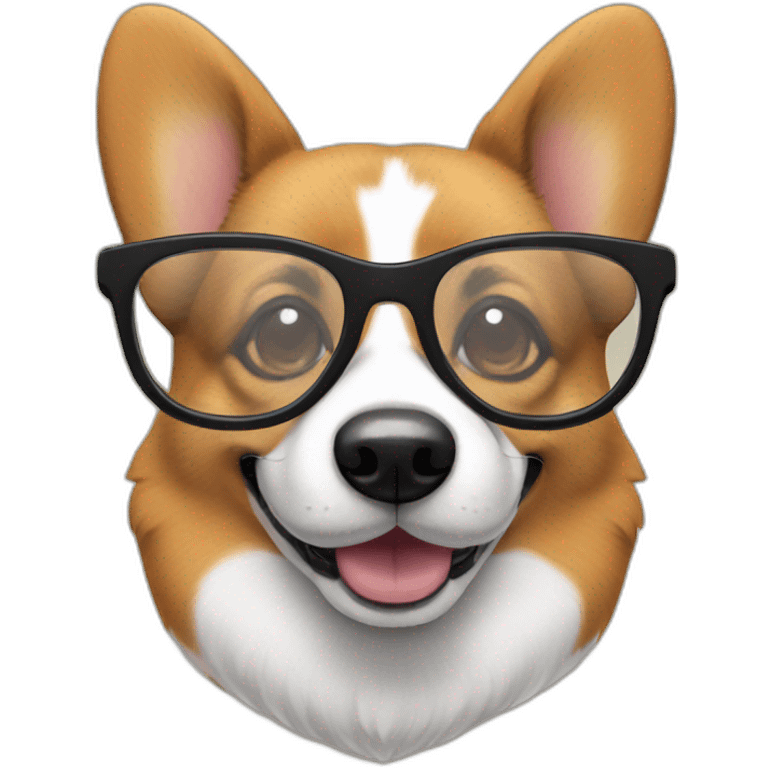 black corgi with glasses emoji