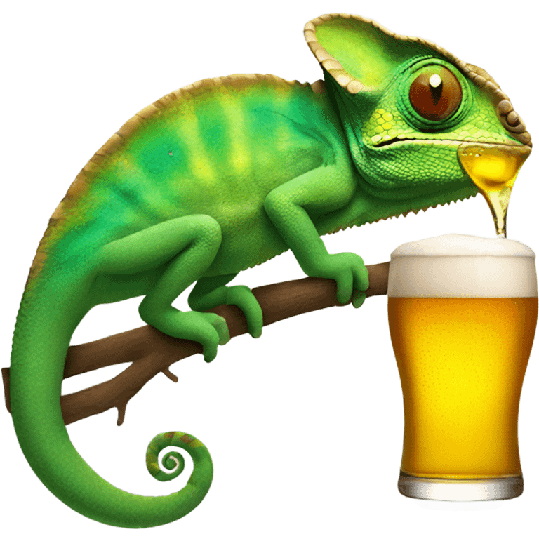 Chameleon drinking beer emoji