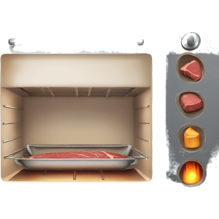 a modern oven with a fillet of beef in it  emoji