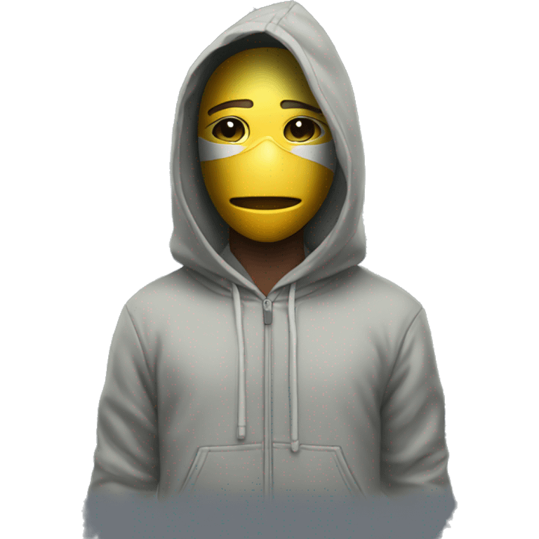 A boy wearing hoodie and mask with money  emoji