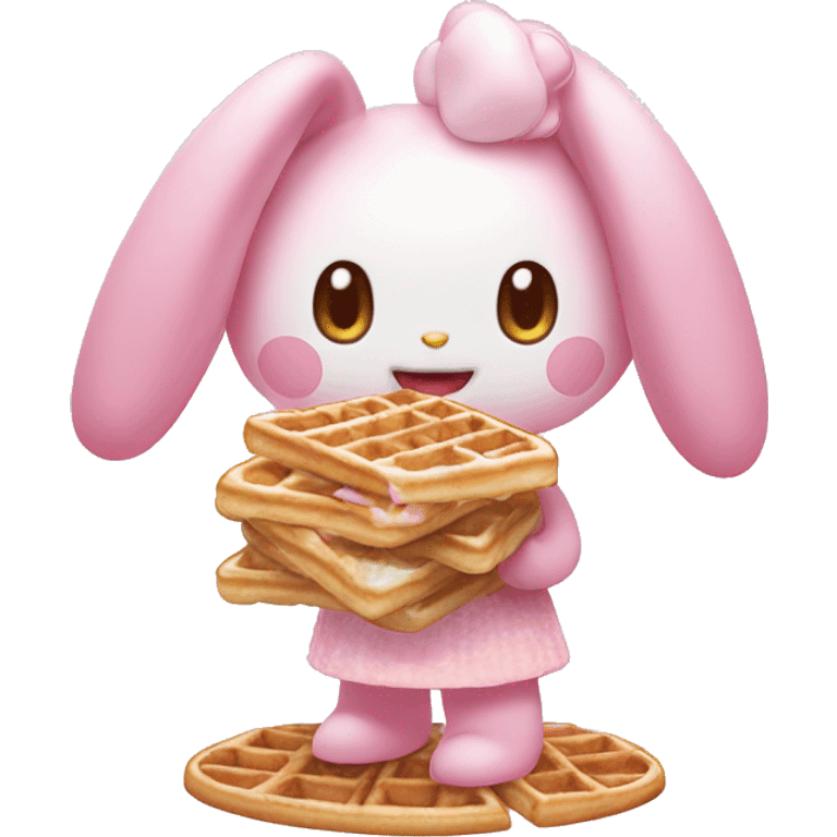 Pastel pink my melody eating waffles  emoji