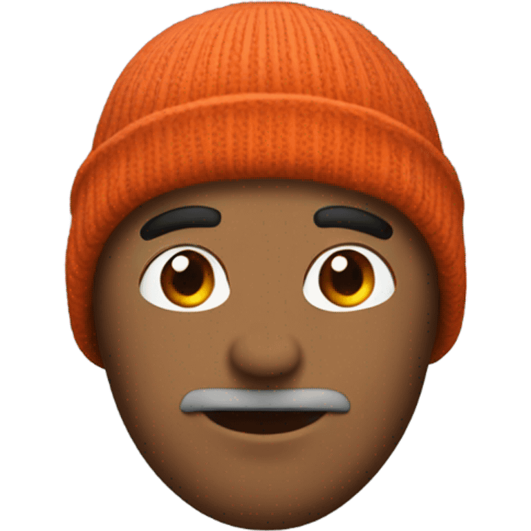 Man wearing beanie, gloves, ear phones emoji