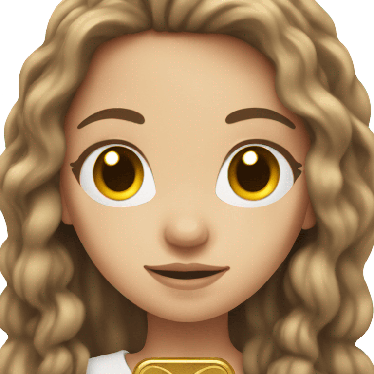 White Girl with brown long hair with gold key in hand emoji