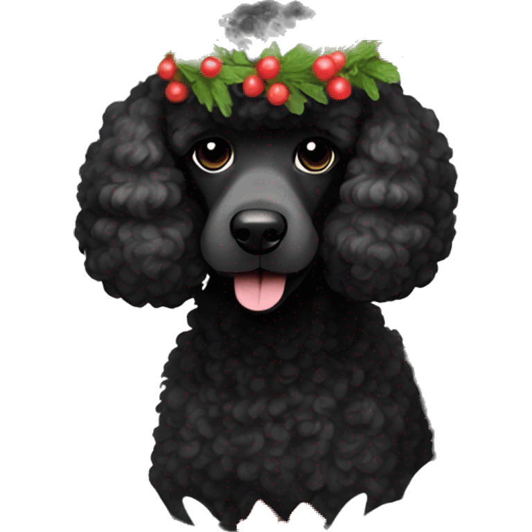 Black Poodle with a wreath emoji