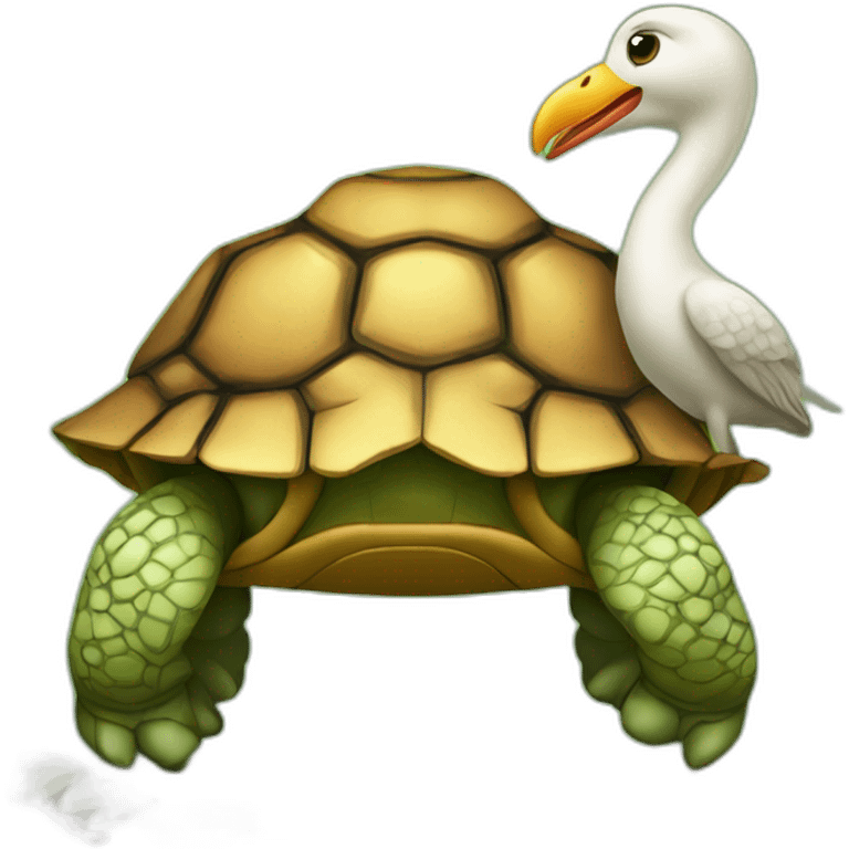 oiseau sur tortue emoji