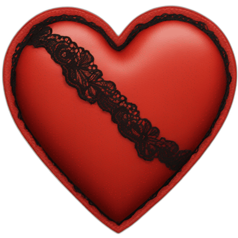 Red leather heart with black lace border emoji