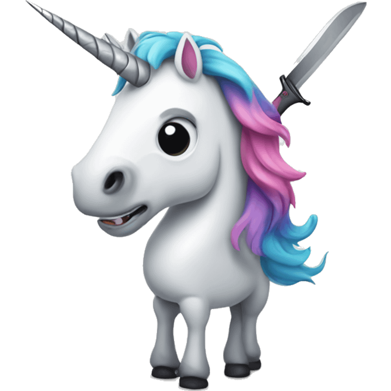 unicorn holding knife emoji