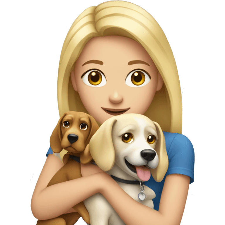 Blonde girl with a dog emoji