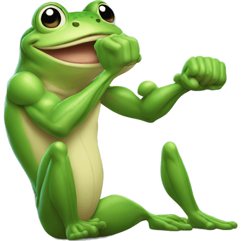 frog flexing muscle emoji