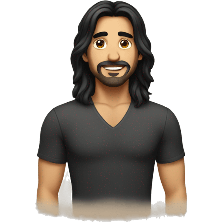 Man with long black hair emoji